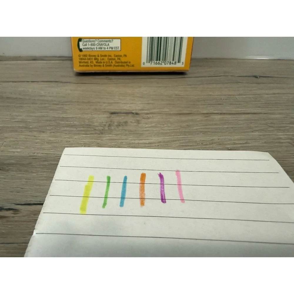 Vintage Binney & Smith Crayola Fluorescent Crayons 8 Count Box Markers 6 Count